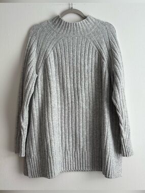 Ava & Viv Gray Solid Mock Neck Ribbed Knit Pullover Sweater Women’s XXL